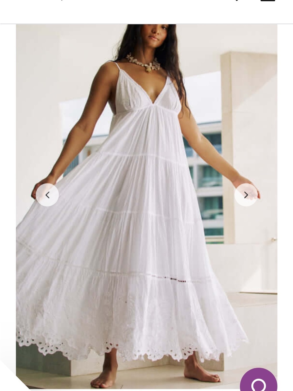 NWT PQ Swim White Lace-Detail Maxi Dress with Spaghetti Straps - Picture 2 of 8